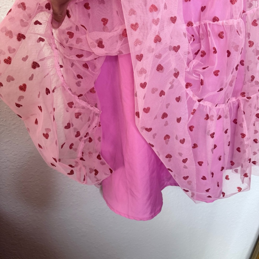 Betsey Johnson NWT Pale Pink Glitter Foil Sweetheart Tiered Corset Tule Dress 2 - Picture 7 of 10